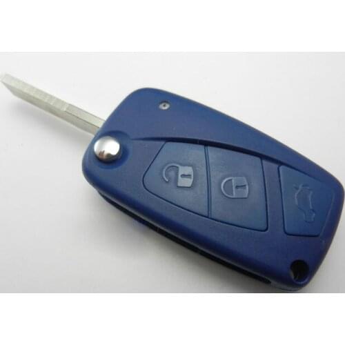 Blue Color Replacement Folding Shell For Fiat Punto Stilo Idea 3 Button Flip Remote Key Fob Case Blank Blade Uncut 10PCS/lot
