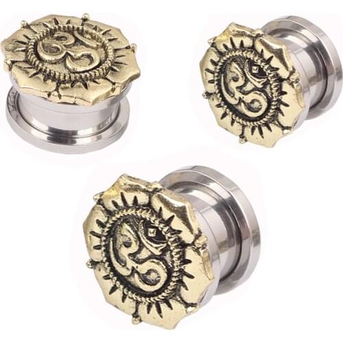 Surgical Steel Sandblast Top Screw Fit Ear Plugs Gauge Expander Earlobe Taper Stretcher Ear Piercing Ear Tunnel Plug