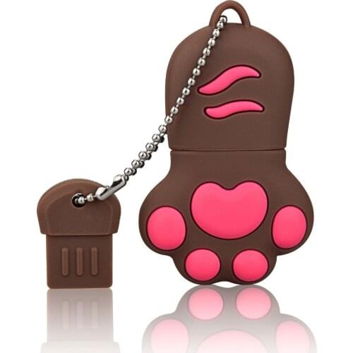 J-boxing Brown USB Flash Drive 32GB Lovely Cat Claws Pendrive 16GB Memory Sticks Women 64GB Thumb Drive for Computer Mac Tablet