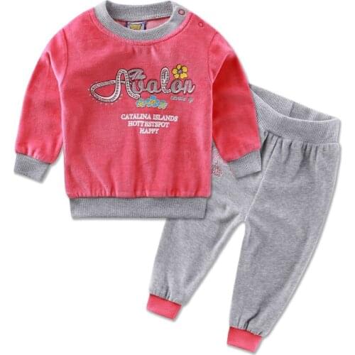 Little Q Velour Long Sleeve Blouse+Long pants for girls and boys 1-4 years old Baby Clothes Kids Clothing