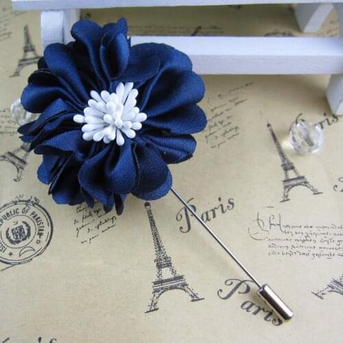 12pcs/lot 5CM Fabric flowers Male Accessories Vintage Brooches For Wedding Stick pin Men Suits Lapel Pins