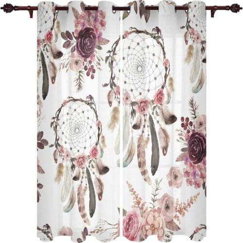 Living Room Curtains Dream Catcher Flowers Feathers Modern Home Decor Bathroom Kitchen Bedroom Balcony Floor Valance Curtains