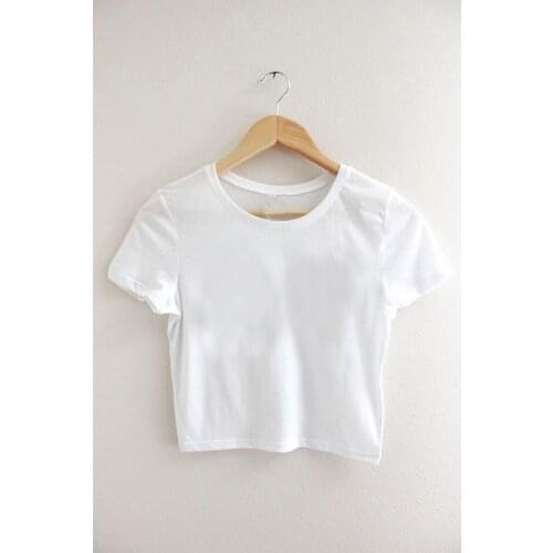 Wholesale Link with Express shipment Custom Made your own designs Sublimation Print Milk Silk Female Crop t-shirt tops