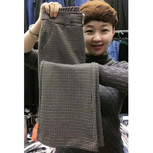 Women Fashion Plaid Casual Pants Autumn High Waist Draping Versatile Cropped Pants Bootcut Trousers Vintage Women Bottoms Pants