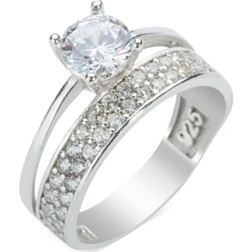 Solid 925 Sterling Silver Women Silver Multi Stone With Zircon Gemstone Ring Solitaire Ring Wedding Engagement Ring