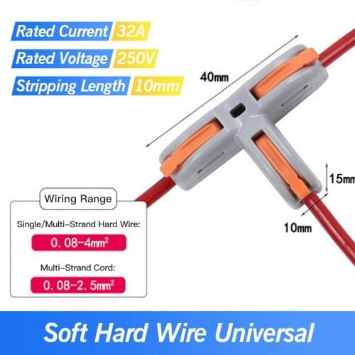 10pcs T-type T11 Pressure-free Split Copper Wire Stripping Fast Clamp Domestic Home Main Line Branch Main Power Distributor