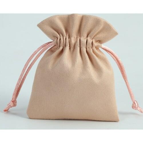 20pcs Light Pink Flannel Velvet Jewelry Bag Christmas Wedding Candy Bags Party Organizer Drawable Pouches Custom Marige Present