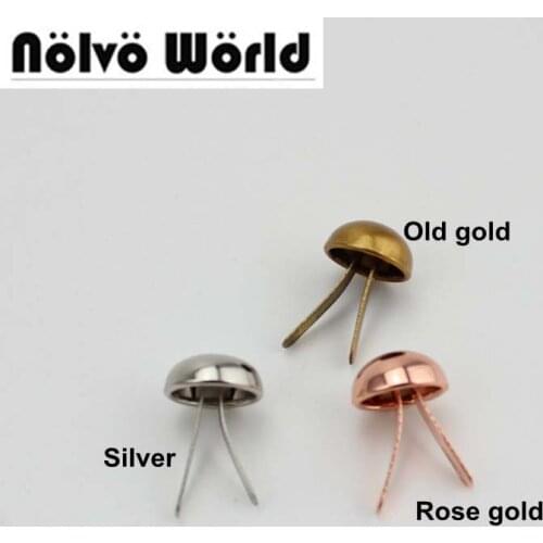 200pcs 5 colors, 10mm Round Head brads,Craft Wallet Nail Feet Mushroom Rivets ,Bags hats shoes belts embellishments studs