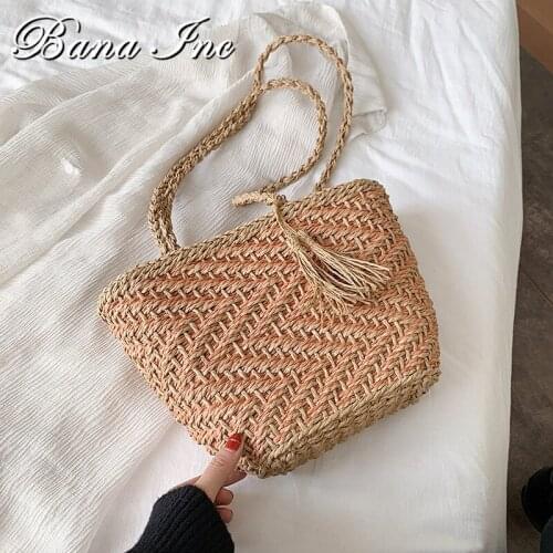 2021 New Fashion Pattern Woven Tote Bags for Women 2021 Casual Small Bag Soft Straw Bag Shoulder Bag Purses Handbags Sac Epaule