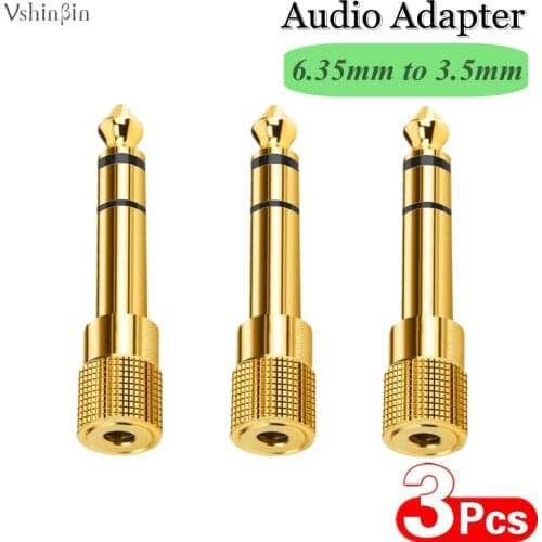 5PCS 1/4 Inch TRS 6.35mm Male to 3.5mm Female Headphone Audio Adapter Amplifier Mixer Guitar Piano Stereo System Convertor