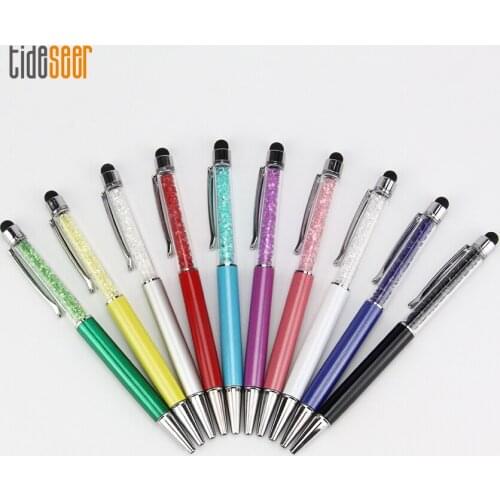 300pcs Luxury Crystal Stylus Pen Diamond Ballpoint Pens Stationery Ballpen 2 in 1 Touch Pen for Capacitive Screen For Phone PC