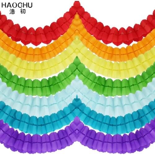5pcs Hawaii Flowers Tissue Paper Garland 3m Colorful Four Leaf Clover Paper Hanging Banner Birthday Baby Shower Party Decoration