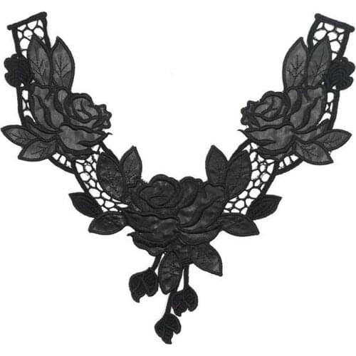5Pcs PU Floral Applique Lace Collar Trim Embroidered Neckline Sewing Patch Fabric DIY Crafts Accessories