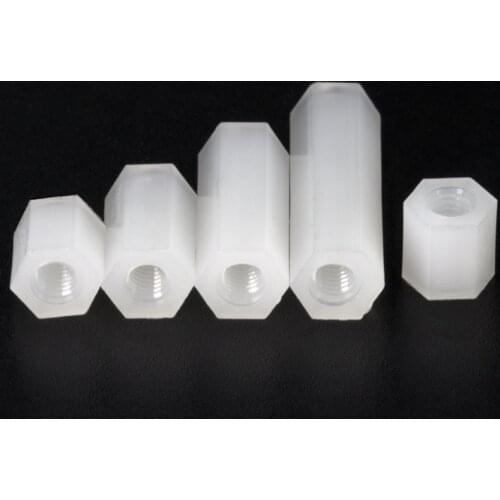 50Pcs M2 M2.5 M3 M4 Hex White Nylon Standoff Spacer Column Flat Head Double Pass Nylon Plastic Spacing Screws