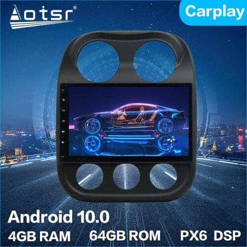Aotsr Android 10.0 4+64G Car Radio Player GPS Navigation Car Stereo HD Multimedia Player For Jeep Compass 2009 - 2015DSP Carplay