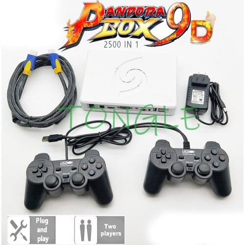 Arcade game Pandora Box 9D 2500 in 1 Motherboard 2 Wired Gamepad players and wireless Gamepad set Usb connect joypad Tekke 3
