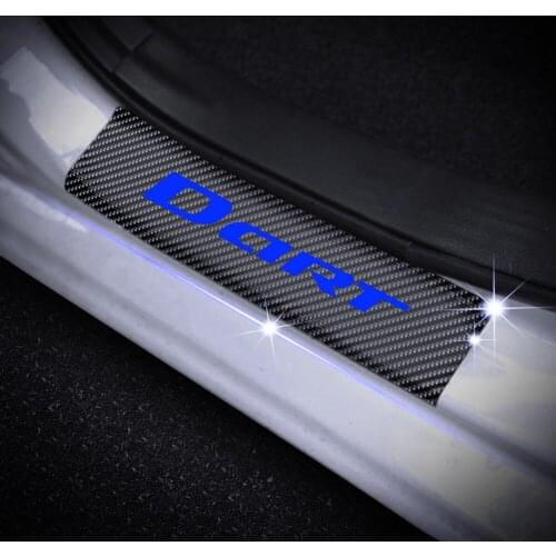 Car Door Sill Scuff Plate For Dodge Dart Reflective 4D Carbon Fiber Sticker Welcome Pedal Threshold Auto Accessories 4Pcs/set