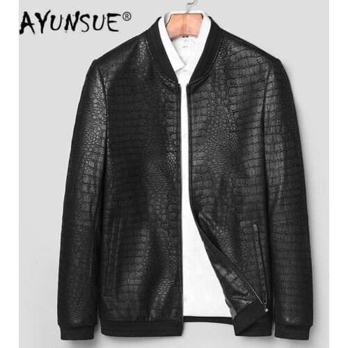 AYUNSUE Genuine Leather Jacket Spring Autumn 2020 Jacket Men Sheepskin Coat Baseball Jackets Chaqueta Hombre 71J1718 YY269