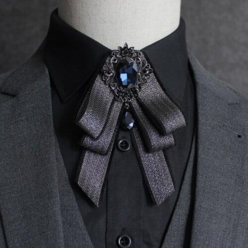 British Men Business Wedding Party Bow Tie Cravat Handmade Women Elastic Band Strap Ribbon Bling Alloy Crystal Rhinestone Bowtie