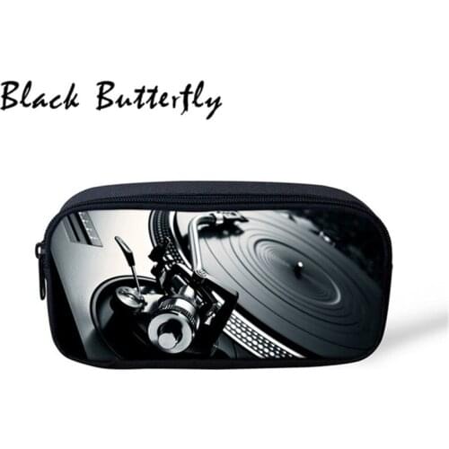 Black Butterfly Big Capacity Pencil Case Piano Printing Pencilcase School Pencil Bag School Box Pencils Pouch Stationery