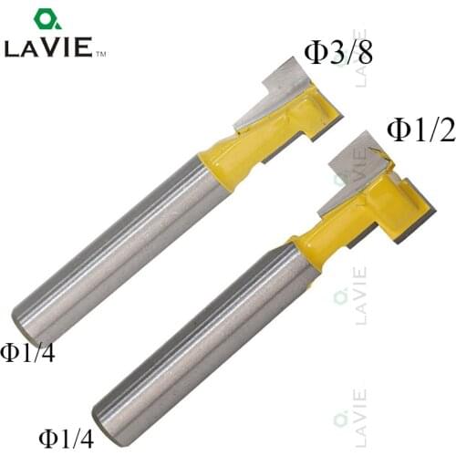 2pcs 1/4" Shank T-Slot Cutter Router Bit Hex Bolt Key Hole Bits T Slotting Milling Cutter for Wood Woodworking Tools MC01020