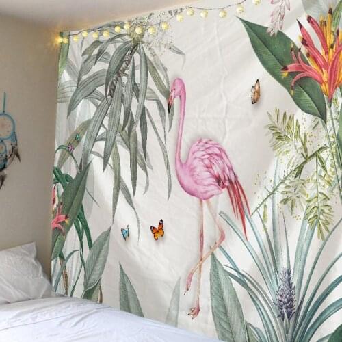 Tapestry Flamingo Wall Hanging Tropical Leaf Tapestryies For Home Deco Green Leaf Wall Art Plus Size Weltexhome