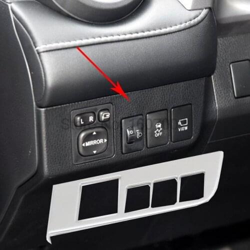 For Toyota RAV4 2016 Chrome Car Interior Front Headlight Lamp Switch Button Cover Molding Trim Protectors Matte