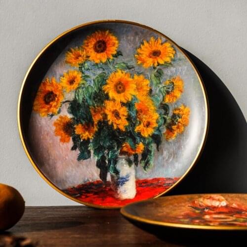 Oil Painting Wall Plate Ceramic Decoration Plate Wall Ornament Living Room Cabinet Desktop Decorations Home Accessories Gift