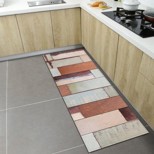 Wood Grain Kitchen Rugs Home Entrance Doormat Bedroom Living Room Decoration Carpet Hallway Balcony Bathroom Anti-Slip Floor Mat