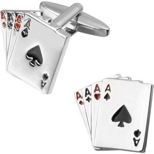 Mens shirts Cufflinks high-quality copper material Poker Silvery Cufflinks 5 pairs of packaging for sale