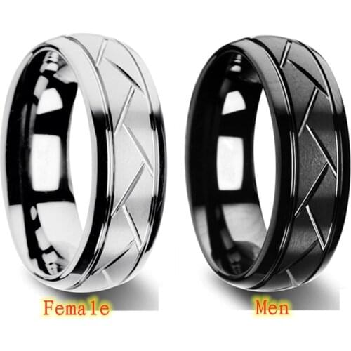 8mm titanium steel temperament simple and fashionable titanium steel mens brushed ring oblique arc ring