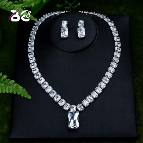 Be 8 New Design Luxury AAA Zircon Water Drop Shape Necklace Pendant Set for Women,High Quality Party/Jewelry Wedding S404