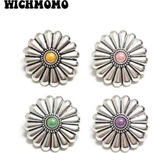 New 3pieces 30MM Retro Zinc Alloy Round Clothes Decorative Daisy Buttons Charms Pendant for DIY Hair Jewelry Accessories