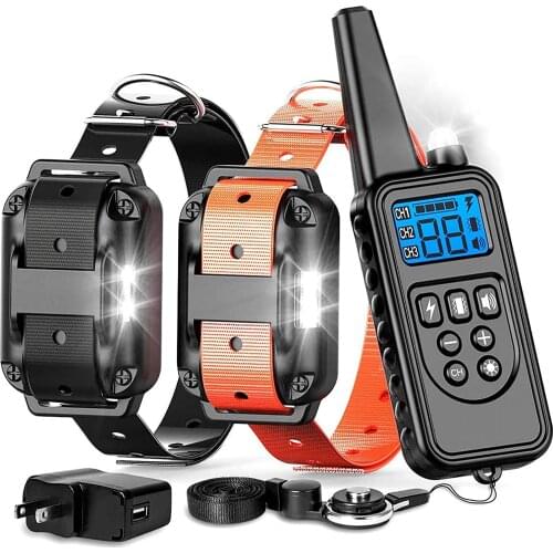 Rechargeable Waterproof Electronic Dog Training Collar Stop Barking LCD Display 800m Remote Electronic Shock Training Collars