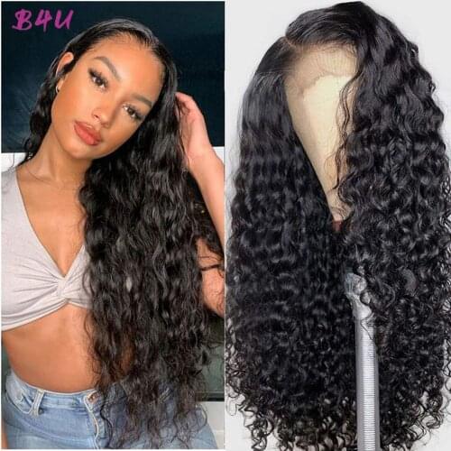 Water Wave Human Hair Wig Pre Plucked Wet And Wavy Lace Front Wig 13X4 Transparent Lace Frontal Wig Brazilian Kinky Curly Wigs