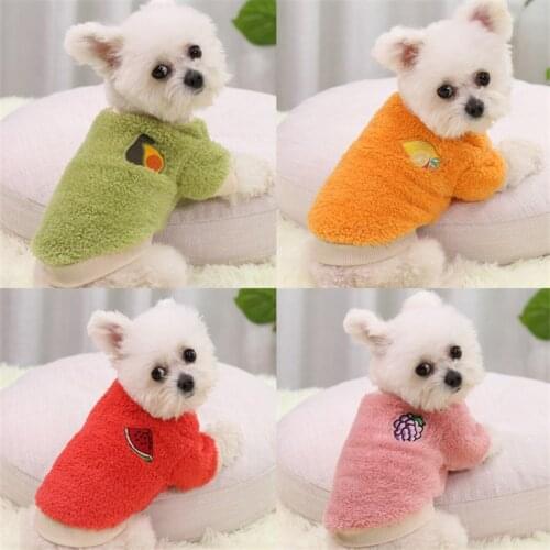 Plush Pet Clothing Cat Sweater Red Orange Green Pink Fruit Pattern Winter Dog Clothes Xs Chihuahua Sweater Small Dog Sweatshirt
