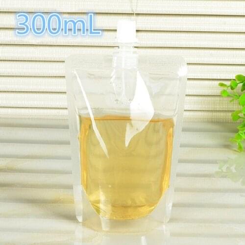 12*20cm 300ml 100Pcs/ Lot Jelly Liquid Milk Clear Plastic Empty Spout Pack Bag Drinking Juice Wine PE Poly Spout Storage Pouch
