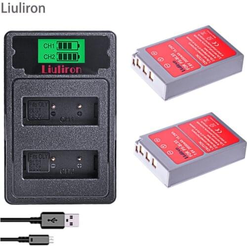 PS-BLS5 BLS-50 BLS-5 BLS5 BLS50 Battery + LCD USB Charger for Olympus PEN E-PL2,E-PL5,E-PL6,E-PL7,E-PM2,E-M10,E-M10 II,Stylus1