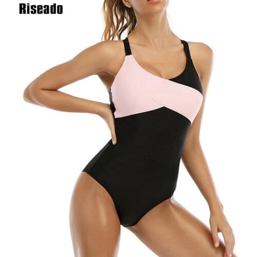 Riseado 2021 New One Piece Swimsuits Patchwork Swimwear Women Bathing Suit Backless Swimming Suits for Women Sexy Bodysuit Beach