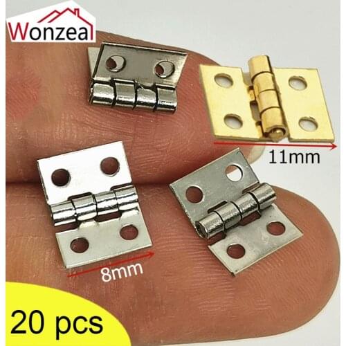 Silver/Gold Door Cabinet Mini Hinges Antique Jewelry Wood Boxes Luggage Hinges Pure Copper Furniture Decoration+Screws