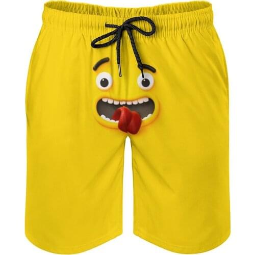 Summer Men Beach Shorts Breathable Quick Dry Funny Novelty Kawaii Anime Basketball Face Cute Pants