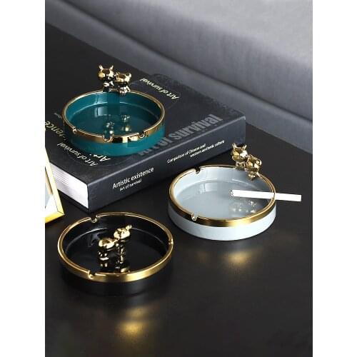 Modern Nordic Light Luxury Cute Ashtray Creative Personalized Trend Home Living Room Decoration Gray Cylinder Decoration Ceramic