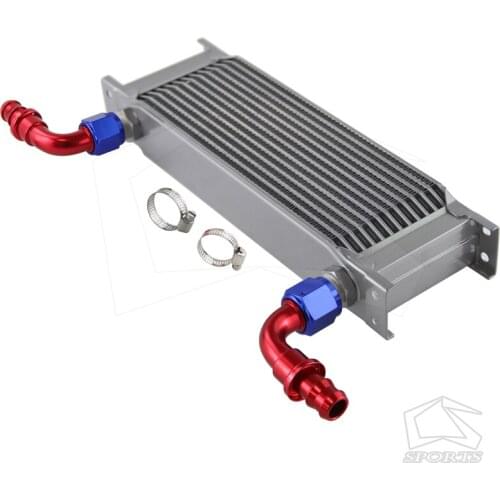 Universal 13 Row AN-10AN Update Oil Cooler+ 90 degree Fittings Silver