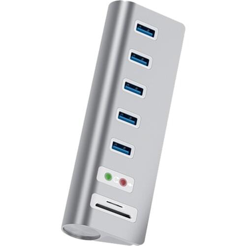 USB Hub Multi 5 Port USB3.0 Docking Station With Power Adapter Audio Interface Dual Card Slot Computer PC Laptop Accessories