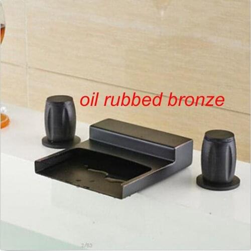 Uythner Oil Rubbed Bronze Bathroom Faucet Dual Handles Brass Faucet Mixer Tap Deck Mount