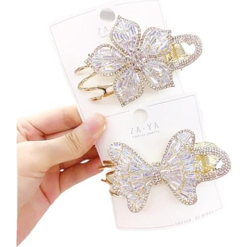 Barrette For Women Girl Rhinestone Crystal Pearl Big Hair Clip Hairpin Bow Knot Butterfly Flower Head Accessories Wholesale