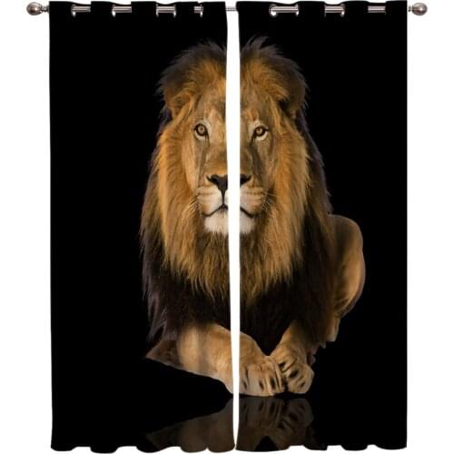 Lion Room Curtains Large Window Curtain Kitchen Bedroom Drapes Decor Curtain Party Decoration Window Kids Room Home Decor