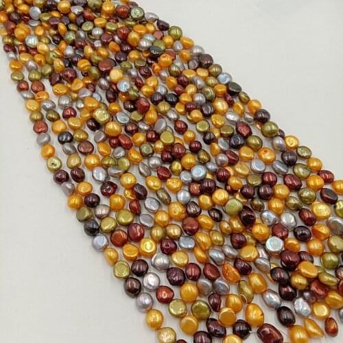 Pearl beads,100% Nature freshwater loose pearl with baroque shape, nice keshi BAROQUE pearl .10-11 mm.gold,brown and gray mix
