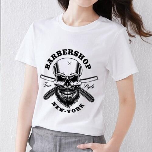 Womens Classic T-shirt All-match Casual Pirate Gothic Style Skull Pattern O-neck Commuter Comfortable Slim-fit Shirt Ladies Top