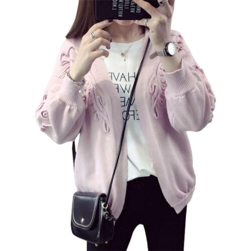 Womens Autumn Winter Coat Sweater Women Knit Cardigan Jacket Embroidered Puff Sleeve Spring New Jumper Clothing Vestidos LXJ188